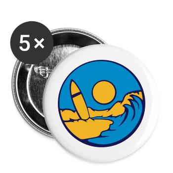 Surfboard Beach Wave - Buttons large 2.2''/56 mm (5-pack) - white - Front