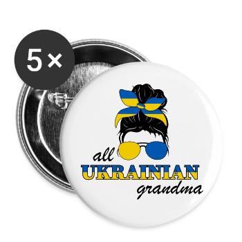 Ukrainiens Grand-mère Babouchka Grand-mère Ukraine Drapeau - Lot de 5 grands badges (56 mm) - blanc - Devant