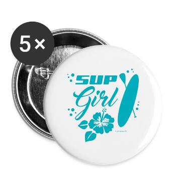 SUP Girl türkis - Buttons groß 56 mm (5er Pack) - Weiß - Vorne