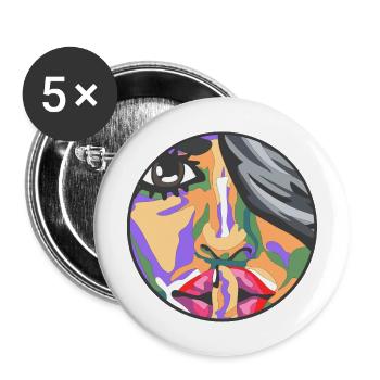 Silent Face - Shut up - Buttons large 2.2''/56 mm (5-pack) - white - Front