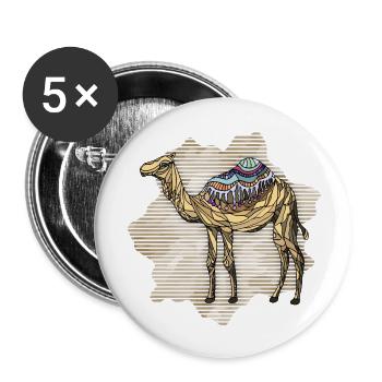Chameau - Lot de 5 grands badges (56 mm) - blanc - Devant