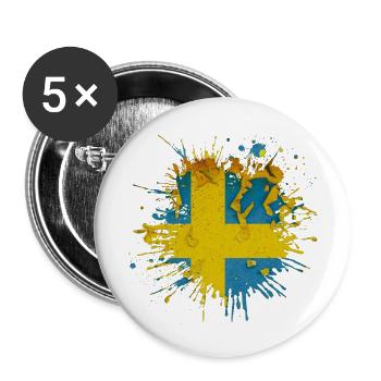 Schweden Schweden Viking Norden Skandinavien Mittsommer - Buttons groß 56 mm (5er Pack) - Weiß - Vorne