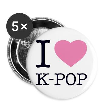 I LOVE K-POP - Buttons groß 56 mm (5er Pack) - Weiß - Vorne