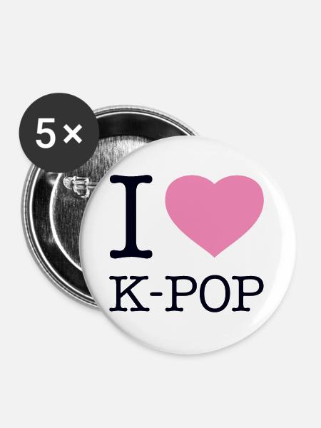 I LOVE K-POP - Buttons groß 56 mm (5er Pack) - Weiß