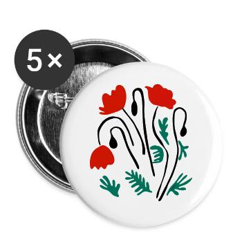 Poppies Matisse inspired - Buttons large 2.2''/56 mm (5-pack) - white - Front