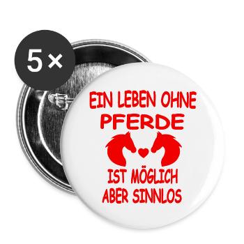 Pferd - Buttons groß 56 mm (5er Pack) - Weiß - Vorne