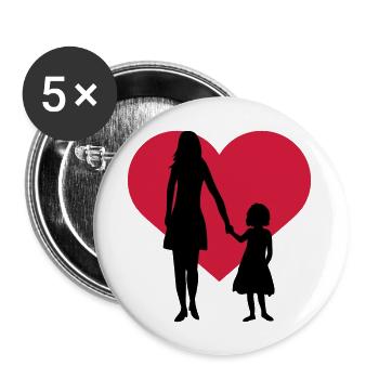 Enfant Fille Maman - Lot de 5 grands badges (56 mm) - blanc - Devant