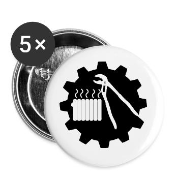 Teamwork heating mechanic logo in gear - Buttons large 2.2''/56 mm (5-pack) - white - Front