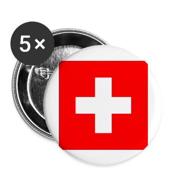 Schweizer Flagge - Buttons groß 56 mm (5er Pack) - Weiß - Vorne