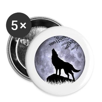 Wolf Full Moon Halloween Night Nightmare Forest Nature - Buttons large 2.2''/56 mm (5-pack) - white - Front