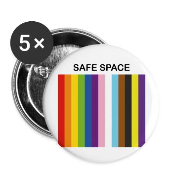 LBGTQIA Safe Space stolzer Verbündeter - Buttons groß 56 mm (5er Pack) - Weiß - Vorne