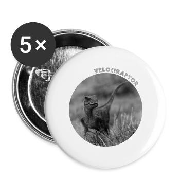 Velociraptor - Buttons groß 56 mm (5er Pack) - Weiß - Vorne