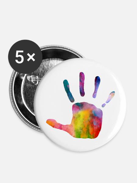 Damen, Herre, kinder T-shirt für jeden Anlass - Buttons groß 56 mm (5er Pack) - Weiß