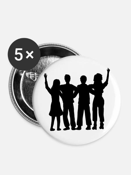 Silhouette Freunde Team - Buttons groß 56 mm (5er Pack) - Weiß