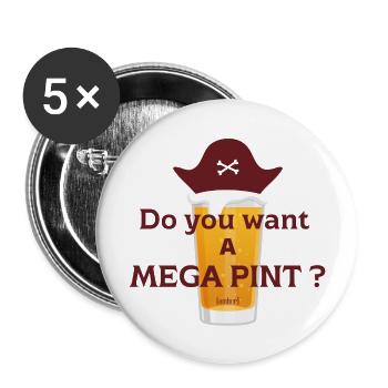 Do you want a mega pint ? - Buttons large 2.2''/56 mm (5-pack) - white - Front