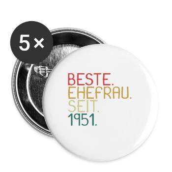 Beste Ehefrau Seit 1951 - Jahrestag Geschenk - Buttons groß 56 mm (5er Pack) - Weiß - Vorne