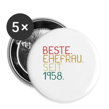 Beste Ehefrau Seit 1958 - Jahrestag Geschenk - Buttons groß 56 mm (5er Pack) - Weiß - Vorne