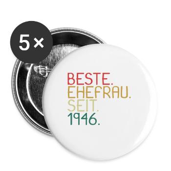 Beste Ehefrau Seit 1946 - Jahrestag Geschenk - Buttons groß 56 mm (5er Pack) - Weiß - Vorne