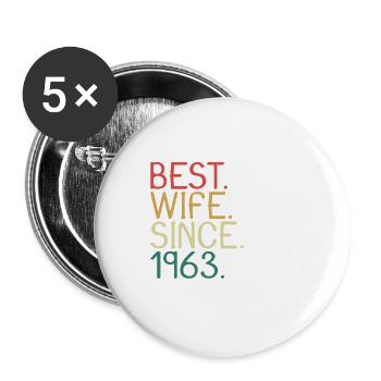 Beste Ehefrau Seit 1963 - Jahrestag Geschenk - Buttons groß 56 mm (5er Pack) - Weiß - Vorne