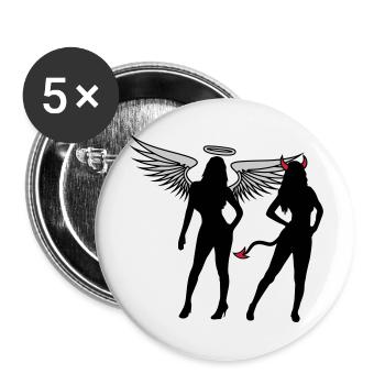 Angel Devil Girls - Lot de 5 grands badges (56 mm) - blanc - Devant