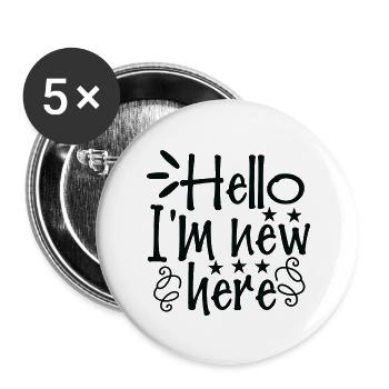Hello I ́m new here - Buttons large 2.2''/56 mm (5-pack) - white - Front