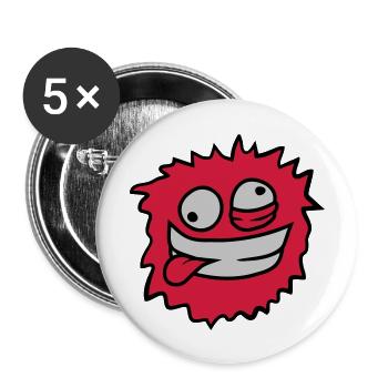 Haariges Monster Gesicht - Buttons groß 56 mm (5er Pack) - Weiß - Vorne