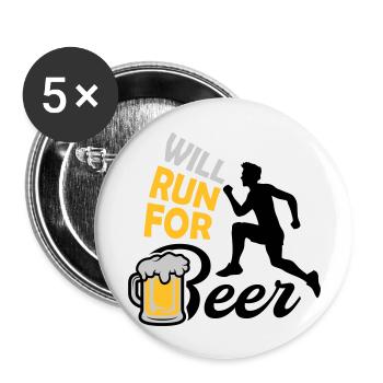 Run for Beer - Buttons groß 56 mm (5er Pack) - Weiß - Vorne