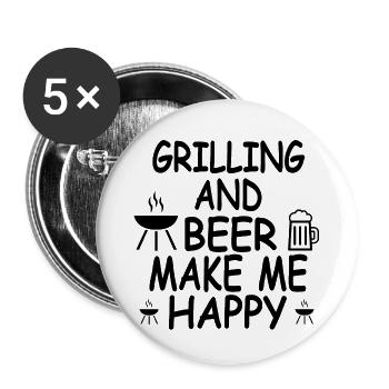 Griller - Lot de 5 grands badges (56 mm) - blanc - Devant