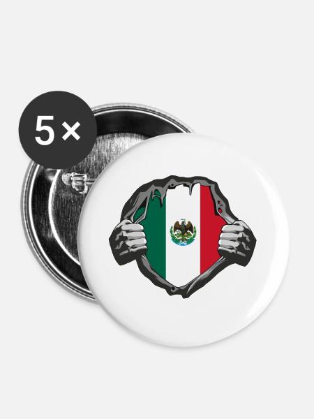 Mexiko Flaggen Design - Buttons groß 56 mm (5er Pack) - Weiß