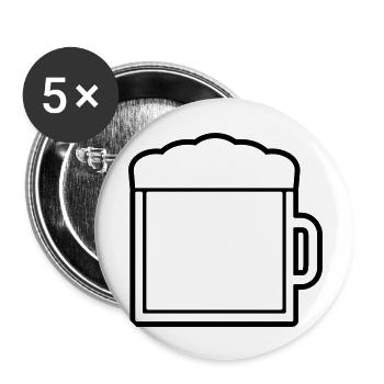 Logo Icon Large Beer Glass - Buttons large 2.2''/56 mm (5-pack) - white - Front