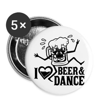 Beer and Dance Love - Buttons large 2.2''/56 mm (5-pack) - white - Front
