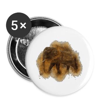Elefantenliebhaber, Afrika Fan, Elefantenkuh - Buttons groß 56 mm (5er Pack) - Weiß - Vorne