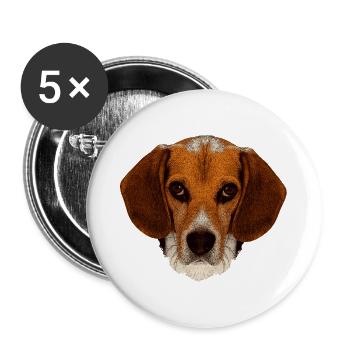 jagdhunde, Beagle leinwand optik - Buttons groß 56 mm (5er Pack) - Weiß - Vorne
