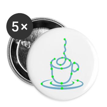 Kaffeetasse Kaffeeliebhaber Kaffee Trinken - Buttons groß 56 mm (5er Pack) - Weiß - Vorne