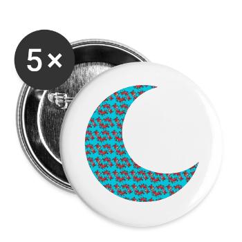 orientmuster Mondsichel, beliebtes naturmuster - Buttons groß 56 mm (5er Pack) - Weiß - Vorne