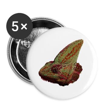 Reptilien designs, Chameleonkopf, freizeitkleidung - Buttons groß 56 mm (5er Pack) - Weiß - Vorne