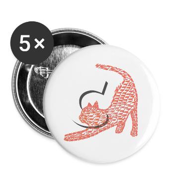 Schrift muster „Cat“, katzen Motiv - Buttons groß 56 mm (5er Pack) - Weiß - Vorne