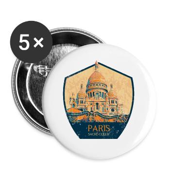 Badge retro, Paris France est ma ville natale - Lot de 5 grands badges (56 mm) - blanc - Devant