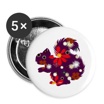 Herbstoutfit freizeit, eichhörnchchen design - Buttons groß 56 mm (5er Pack) - Weiß - Vorne