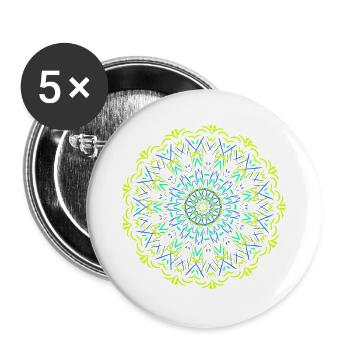 Leuchtendes Mandala Neon Design - Buttons groß 56 mm (5er Pack) - Weiß - Vorne