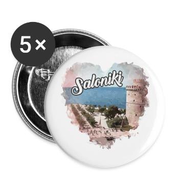 Welcome in Thessaloniki - Buttons groß 56 mm (5er Pack) - Weiß - Vorne