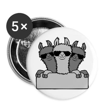 Bouclier de l’équipe lamas friends - Lot de 5 grands badges (56 mm) - blanc - Devant