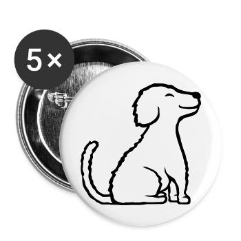 Braver glücklicher sitzender Hund - Buttons groß 56 mm (5er Pack) - Weiß - Vorne