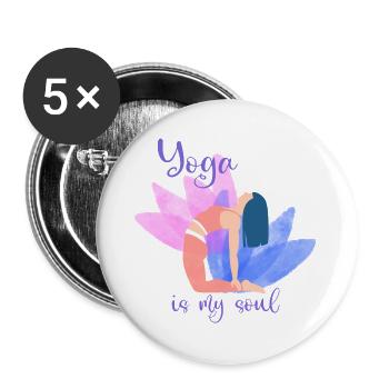 Yoga Is My Soul – Colored Pose - Buttons large 2.2''/56 mm (5-pack) - white - Front