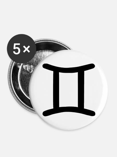 Astrologisches Symbol Gemini, Zwilling - Buttons groß 56 mm (5er Pack) - Weiß