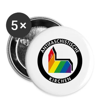Antifaschistische Kirchen - Buttons groß 56 mm (5er Pack) - Weiß - Vorne