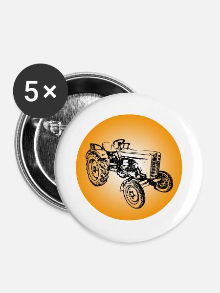 Traktor - Buttons groß 56 mm (5er Pack) - Weiß
