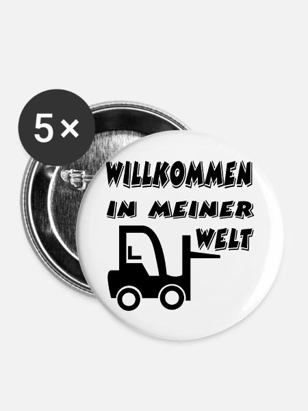 Gabelstapler - Buttons groß 56 mm (5er Pack) - Weiß