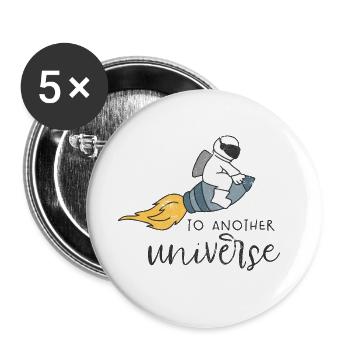 UNIVERSE FLYING ASTRONAUT ROCKET ROCKET MOTIF - Buttons large 2.2''/56 mm (5-pack) - white - Front