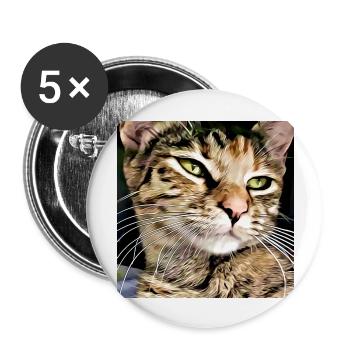 Tabby cat portrait - Buttons large 2.2''/56 mm (5-pack) - white - Front